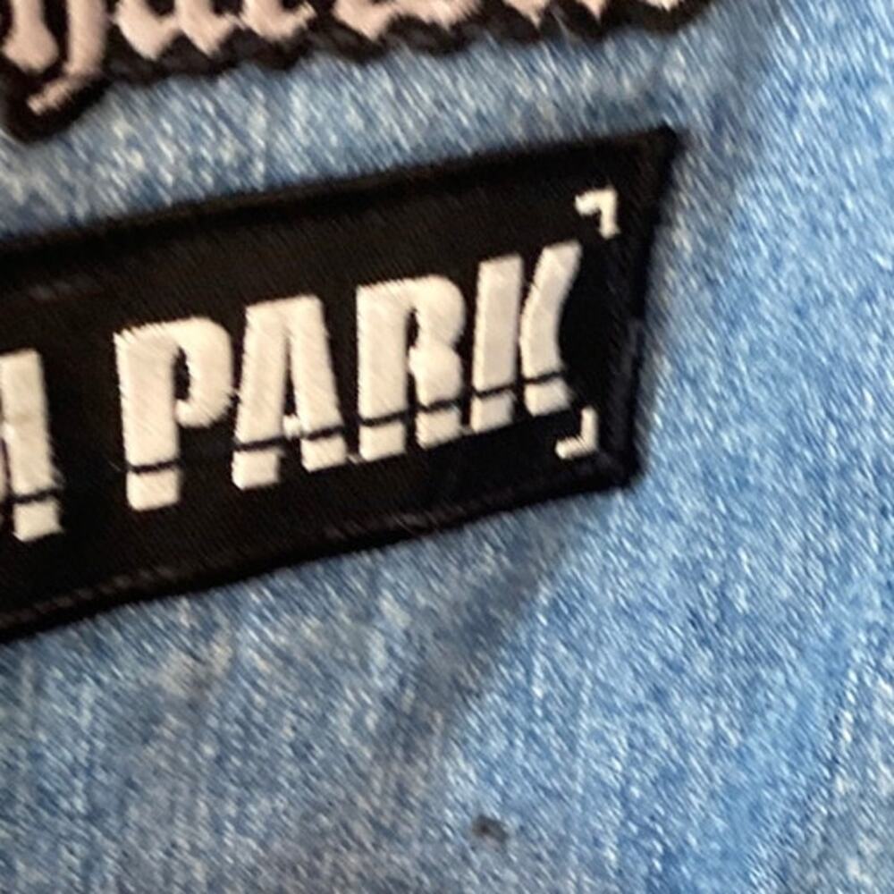 Steve & Barry's Blue Denim Jacket with Band Patches - Picture 3 of 9